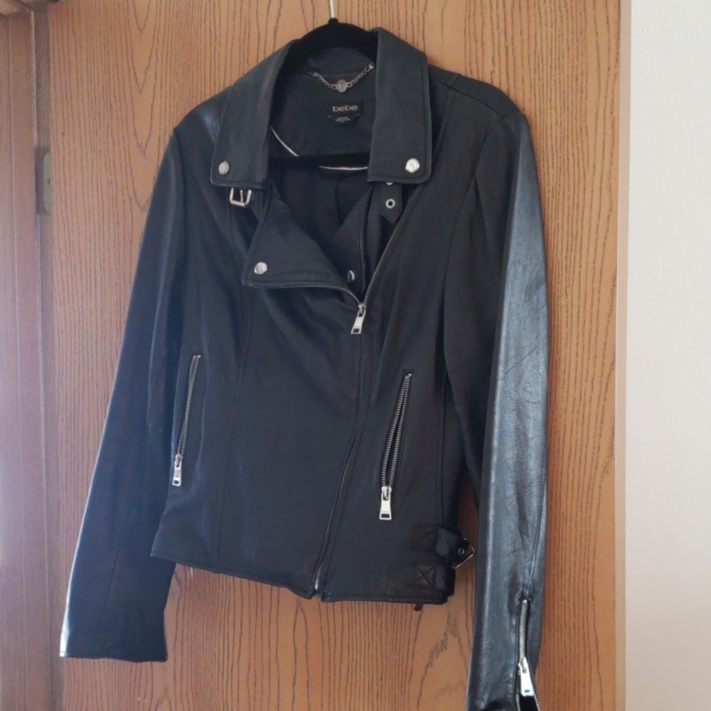 Bebe Leather Motto Jacket